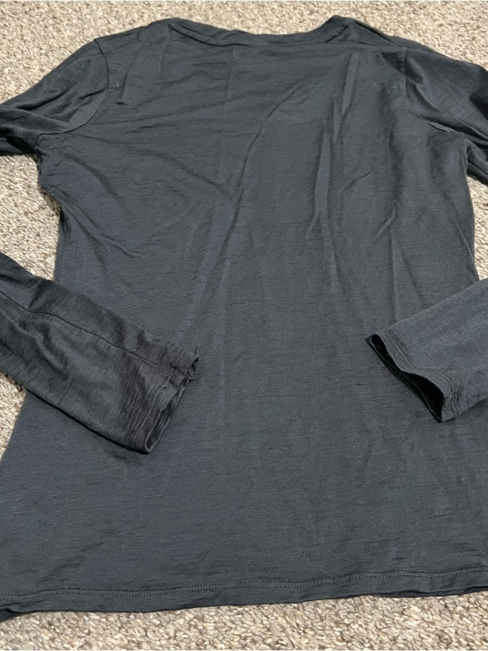 Seg’Ments Women's Gray 100% Merino Wool V-Neck Long Sleeve Tee Size Small - Picture 5 of 9